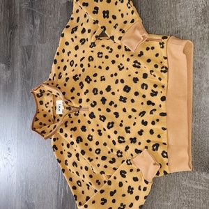 Madewell MWL Betterfleece half zip sweatshirt in Cheeta Print XXS